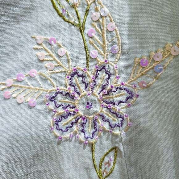 Courtenay Pastel Green Embroidered Floral Design Sleeveless Top - 14 - Picture 5 of 8